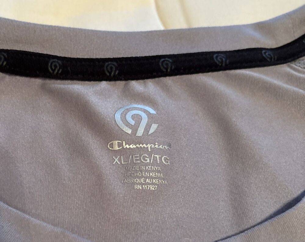 Champion Grey/Gray Lightweight Knit T-shirt, Men's Size XL Workout Golf Biking - Picture 7 of 9